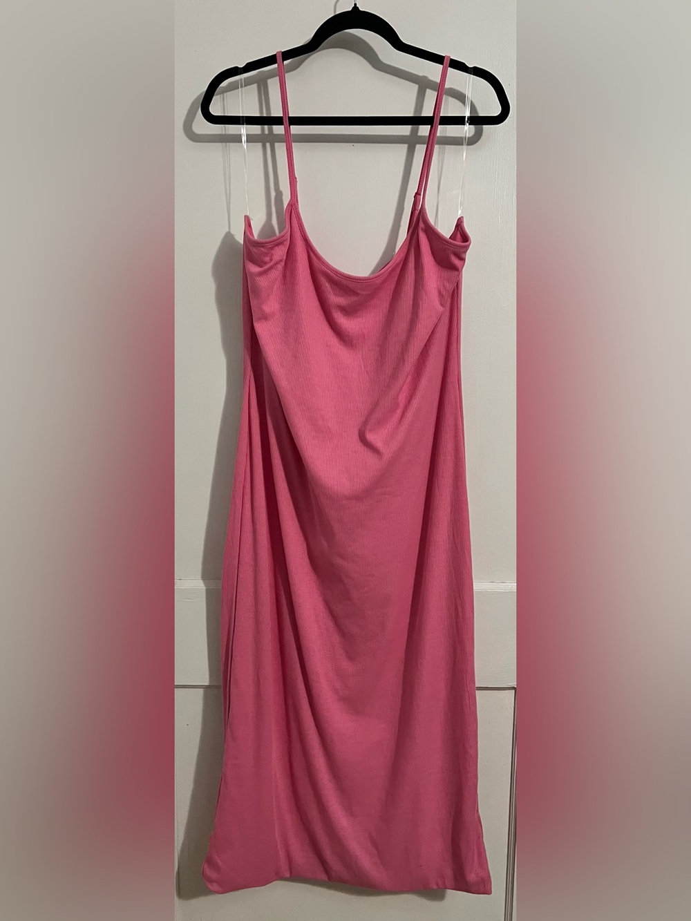 Fashion Nova Pink Slip Midi Dress with Spaghetti Straps